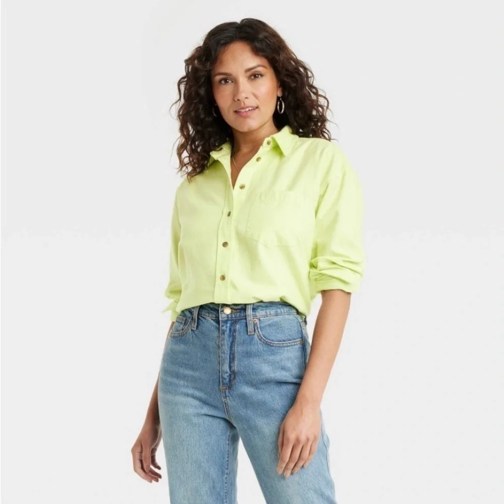 Women's Long Sleeve Flannel Button-Down
Shirt - Universal Thread™" Light Green - Picture 2 of 6